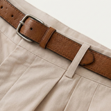 Shorts Chino pour Hommes avec Pli Double, Ceinture et Manches Roulées