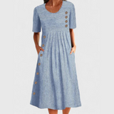 Robe d'été rayée pour femmes avec détails de boutons