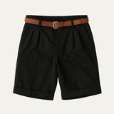 Shorts Chino pour Hommes avec Pli Double, Ceinture et Manches Roulées