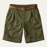 Shorts Chino pour Hommes avec Pli Double, Ceinture et Manches Roulées