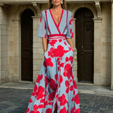 Robe portefeuille florale pour femmes