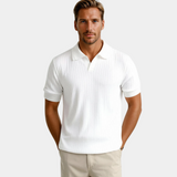 Polo en maille côtelée pour hommes avec col ouvert