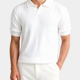 Polo en maille côtelée pour hommes avec col ouvert