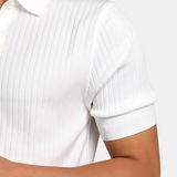 Polo en maille côtelée pour hommes avec col ouvert