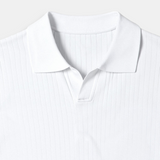 Polo en maille côtelée pour hommes avec col ouvert