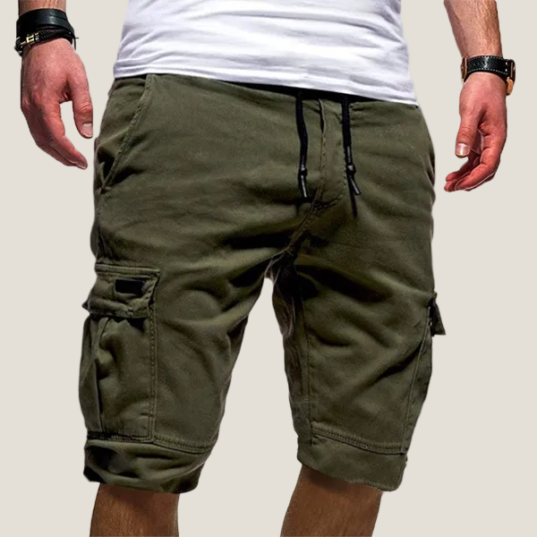 Shorts Cargo pour Hommes avec Poches à Rabat Double et Taille à Cordon
