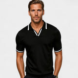 Pull Polo pour Hommes avec Finitions Contrastées et Col Ouvert