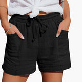 Shorts pour femmes avec cordon de serrage et taille élastique