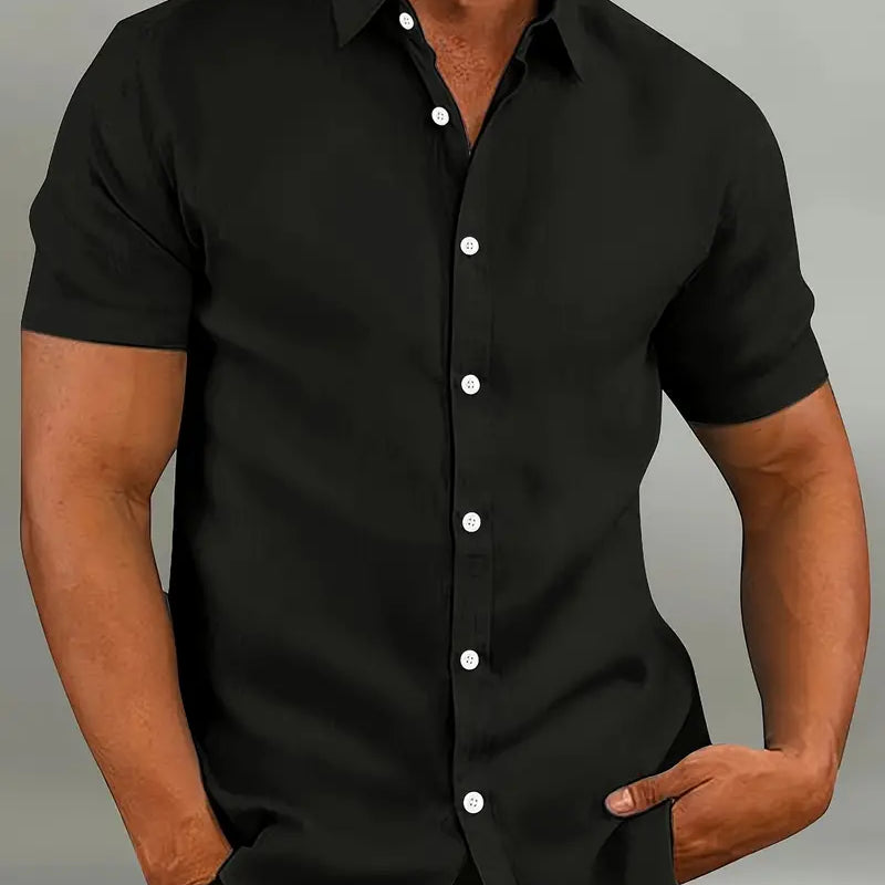 Chemise à manches courtes pour hommes avec col classique