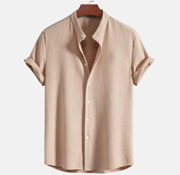 Chemise à Manches Courtes pour Hommes avec Col Mandarin