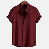 Chemise à Manches Courtes pour Hommes avec Col Mandarin