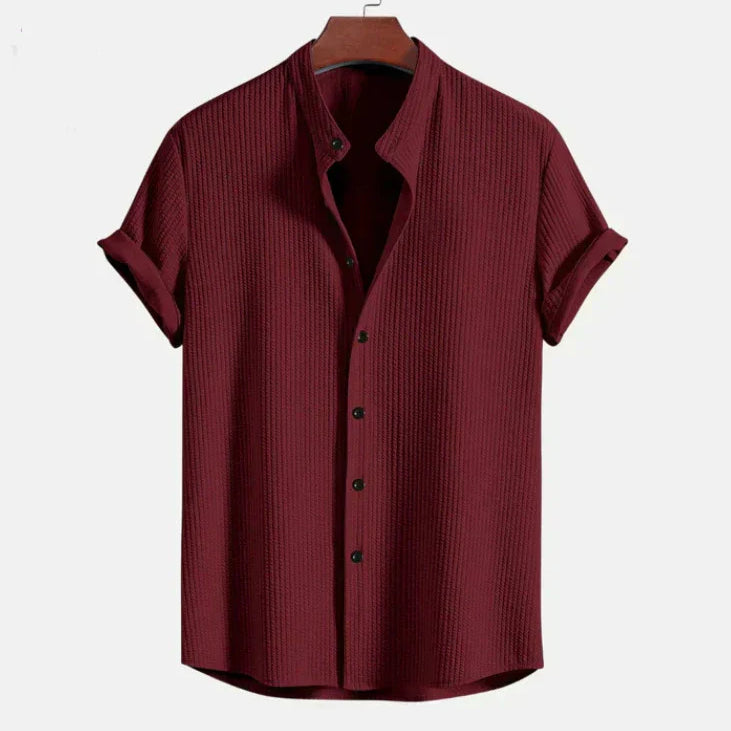 Chemise à Manches Courtes pour Hommes avec Col Mandarin