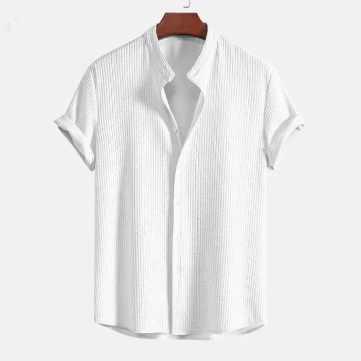 Chemise à Manches Courtes pour Hommes avec Col Mandarin