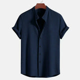 Chemise à Manches Courtes pour Hommes avec Col Mandarin