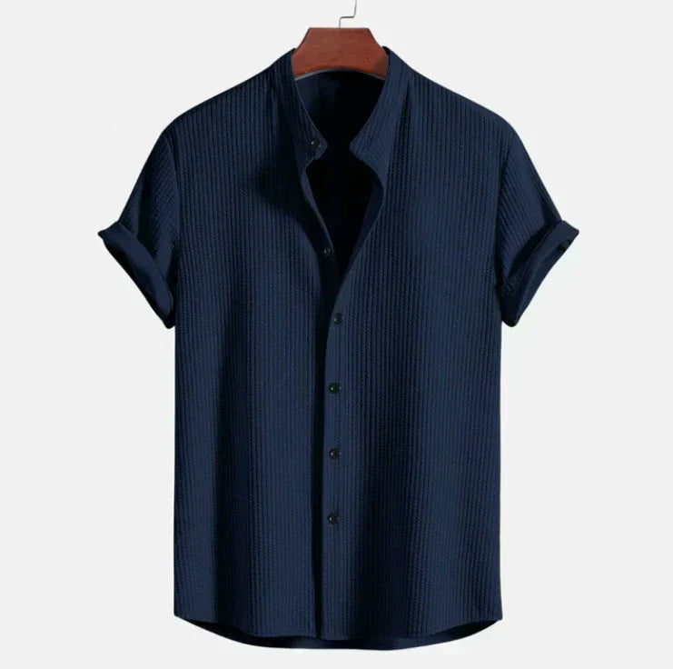 Chemise à Manches Courtes pour Hommes avec Col Mandarin
