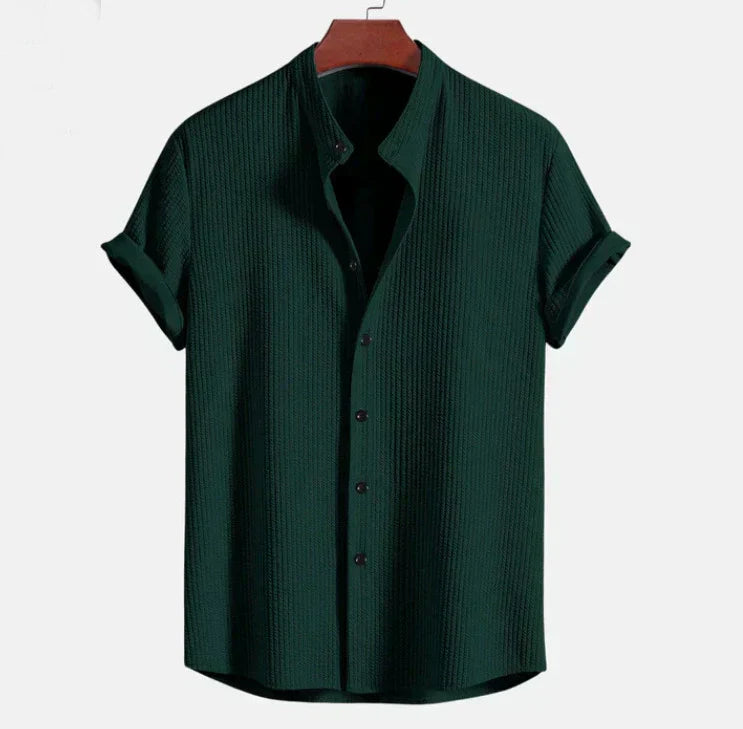 Chemise à Manches Courtes pour Hommes avec Col Mandarin