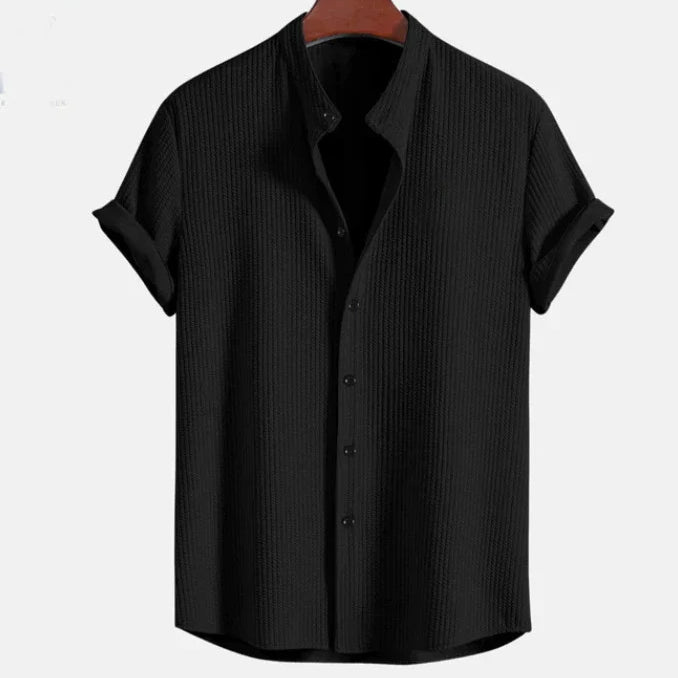 Chemise à Manches Courtes pour Hommes avec Col Mandarin