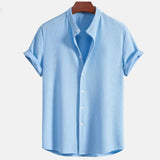 Chemise à Manches Courtes pour Hommes avec Col Mandarin