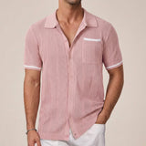 Chemise à Manches Courtes pour Homme en Style Treillis avec Col Camp et Finitions Contrastées