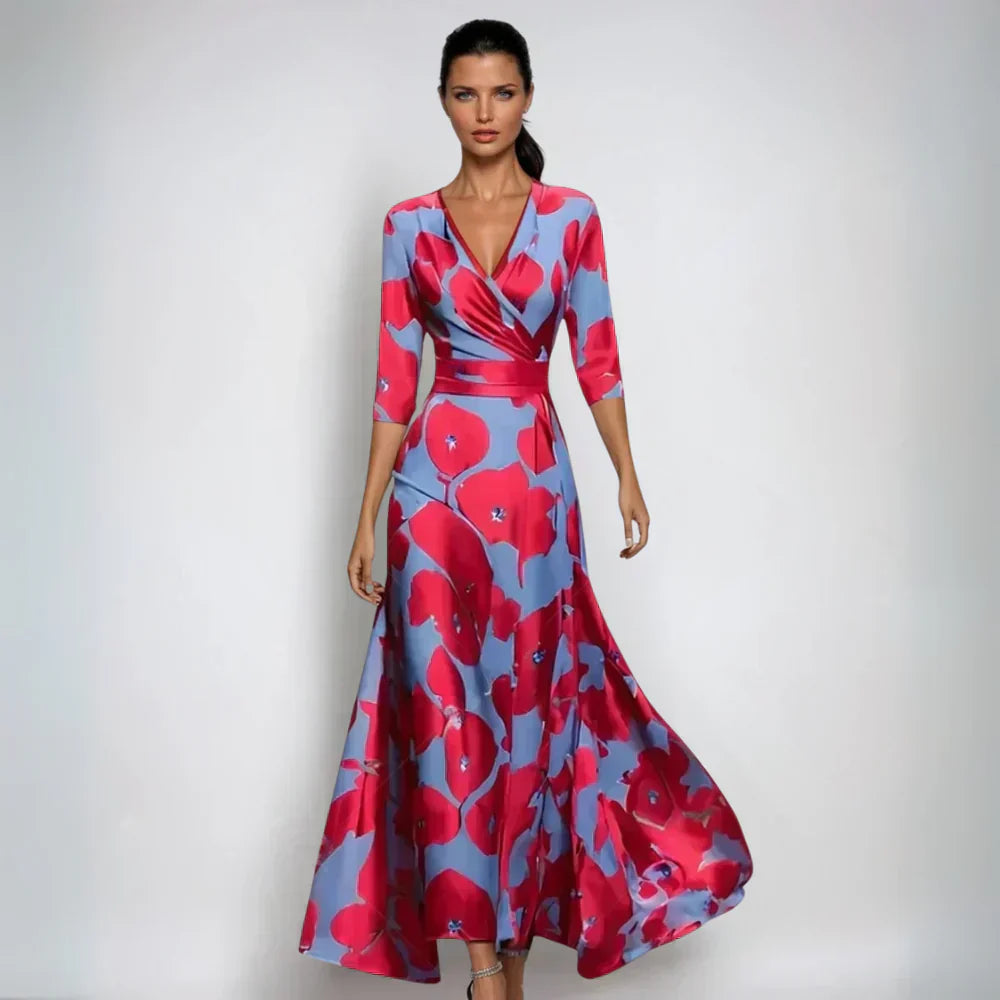 Robe portefeuille florale pour femmes
