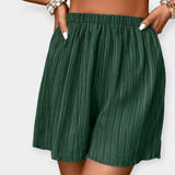 Shorts plissés pour femmes avec taille élastique