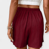 Shorts plissés pour femmes avec taille élastique