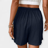 Shorts plissés pour femmes avec taille élastique