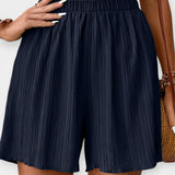 Shorts plissés pour femmes avec taille élastique