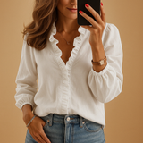 Blouse pour femmes avec décolleté en V et plis