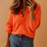 Blouse pour femmes avec décolleté en V et plis